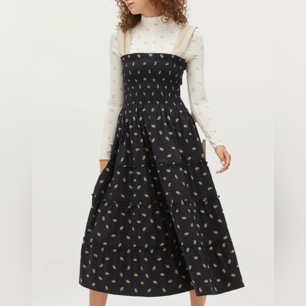 Hill House Black Floral Midi Dress